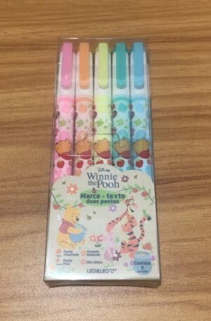 Marca-texto duas pontas cores pastel - Ursinho Pooh - Leo&Leo