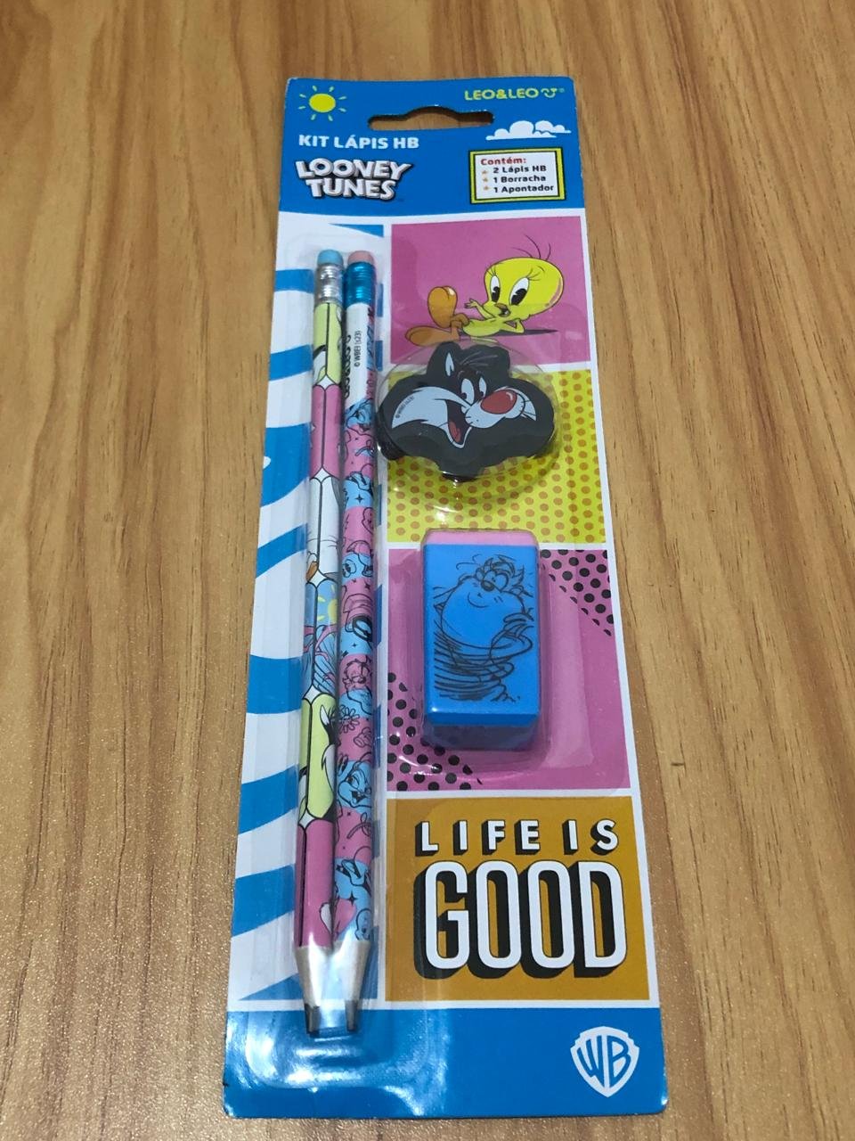 Kit Lápis Hb Looney Tunes 2 Lapis - Apontador - Borracha (1)