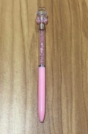 Caneta com Cristais Rosa com Coelho na ponta