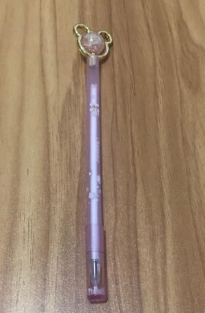 Caneta ponta Urso com esfera Giratória rosa claro