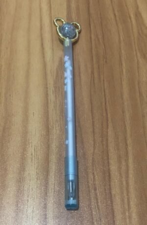 Caneta ponta Urso com esfera Giratória azul