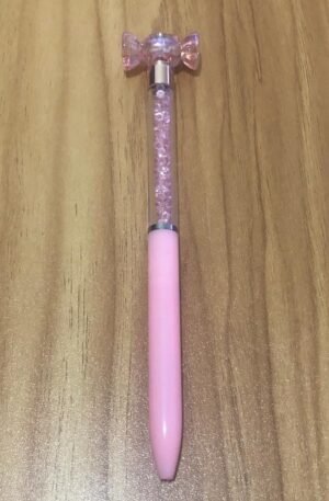 Caneta com Cristais Rosa com Bala na ponta