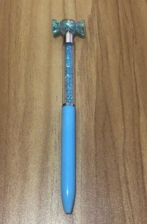 Caneta com Cristais Azul com Bala na ponta