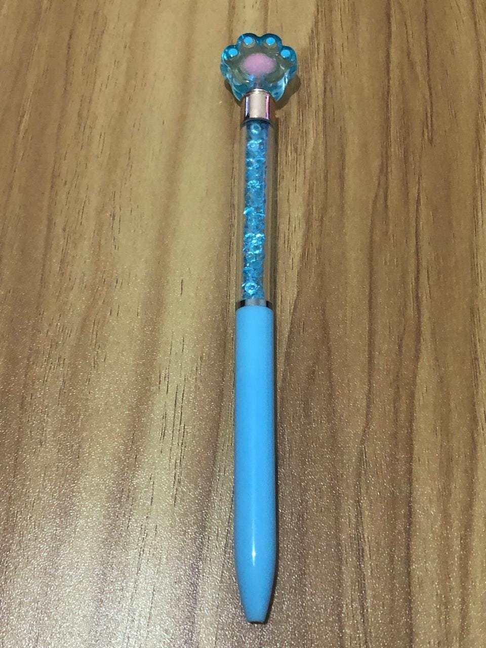 Caneta com Cristais Azul com Patinha na ponta