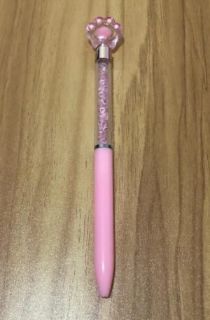 Caneta com Cristais Rosa com Patinha na ponta