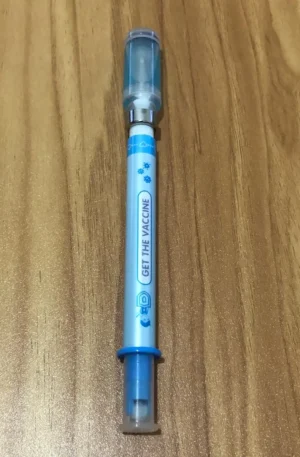 Caneta formato Seringa azul