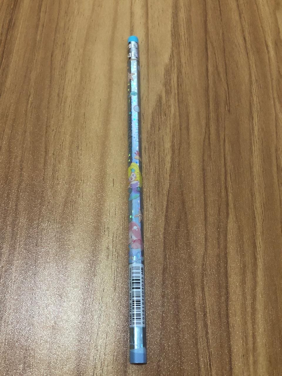 Lápis Hb Azul com borracha e estampa fundo do mar