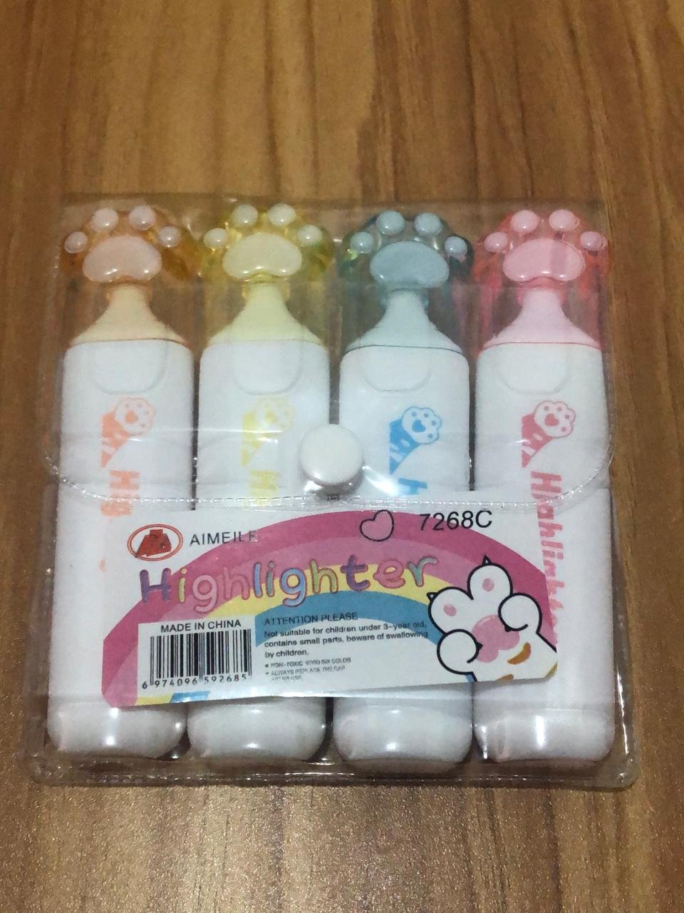 MARCA TEXTO PATINHAS LARANJA/AMARELO/AZUL/ROSA