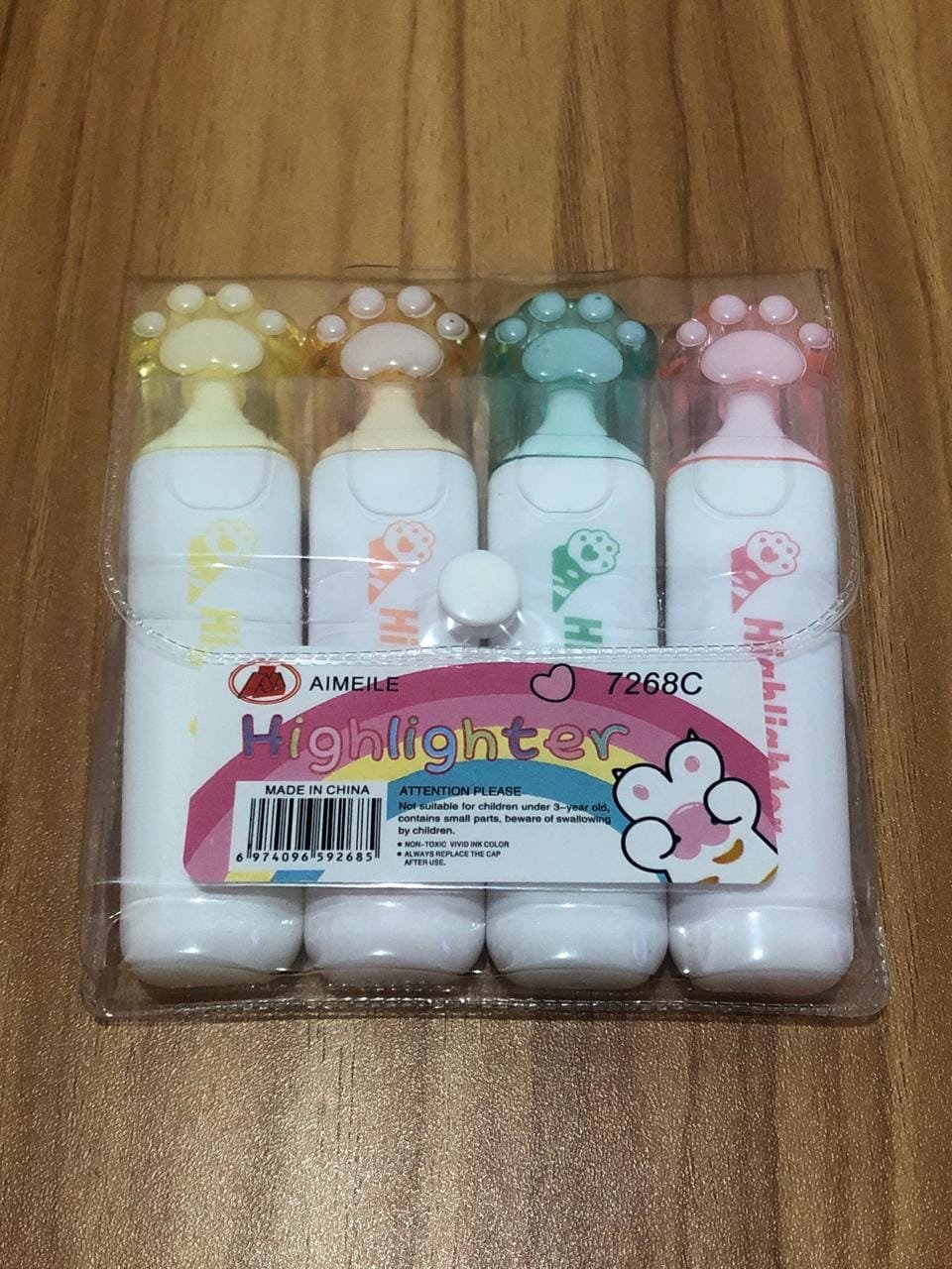 MARCA TEXTO PATINHAS AMARELO/LARANJA/VERDE/ROSA